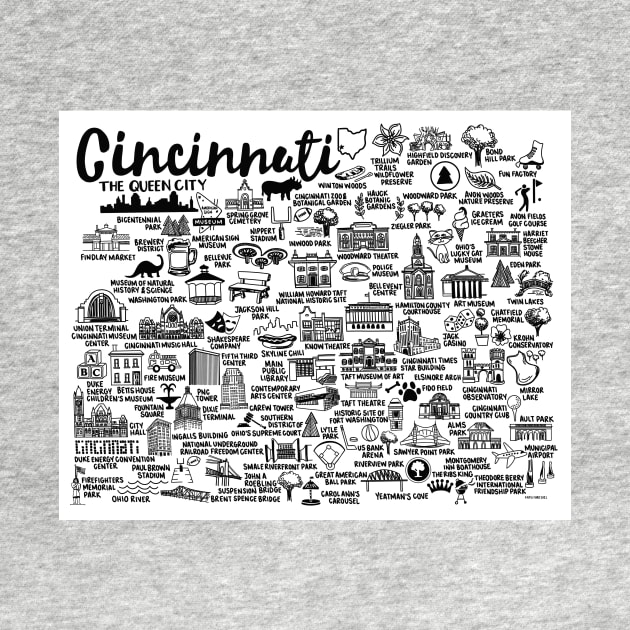 Cincinnati Ohio Map by fiberandgloss